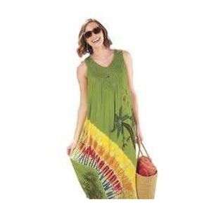 Metropolitan 3X Embellished Tropical‎ Rainbow Gauze Dress Bohemian Sleeveless